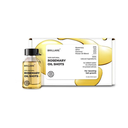 BRILLARE 20% Rosemary Oil Shots for Rapid Hair Growth – Improves Thickness, Controls Hair Fall, Nourishes Scalp – 100% Natural, Non-Greasy Hair Oil Shots for Men & Women (8-Pack) Avelisse
