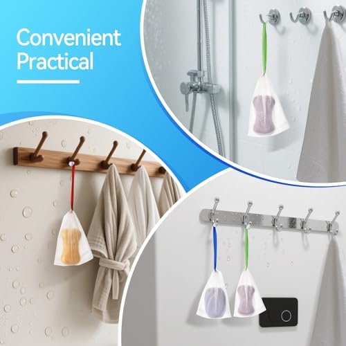 10-Pack Mesh Soap Bags for Exfoliating & Lathering - Drawstring Soap Saver Pouch, Soft Foam Net for Shower - görsel 14