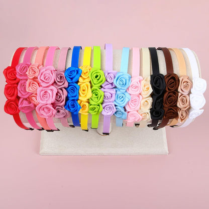 XIMA Fabric Rose Flower Headbands for Toddler Girls - 16 Pack Multiple Colors Hair Accessories