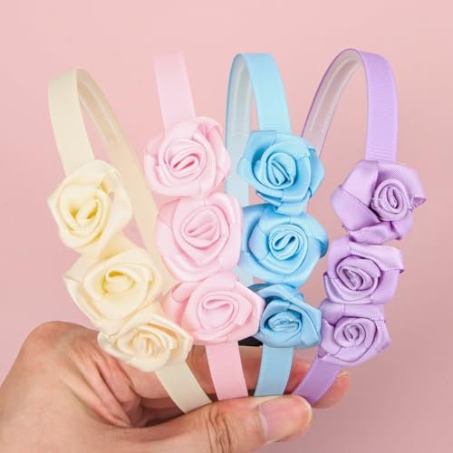 XIMA Fabric Rose Flower Headbands for Toddler Girls - 16 Pack Multiple Colors Hair Accessories - görsel 14