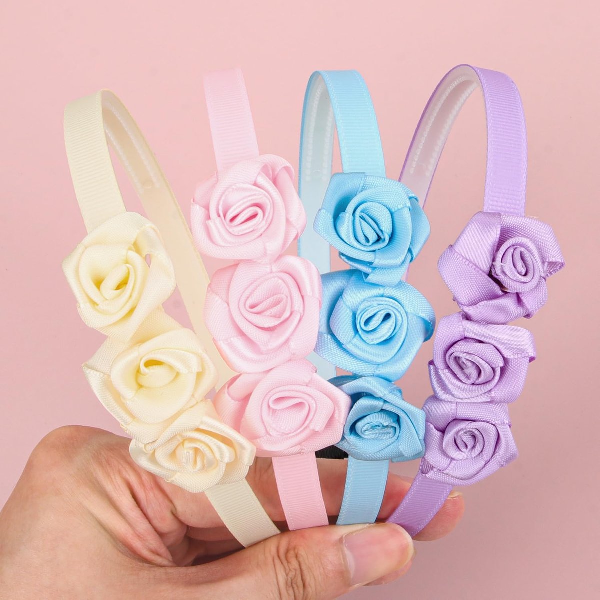XIMA Fabric Rose Flower Headbands for Toddler Girls - 16 Pack Multiple Colors Hair Accessories - görsel 13