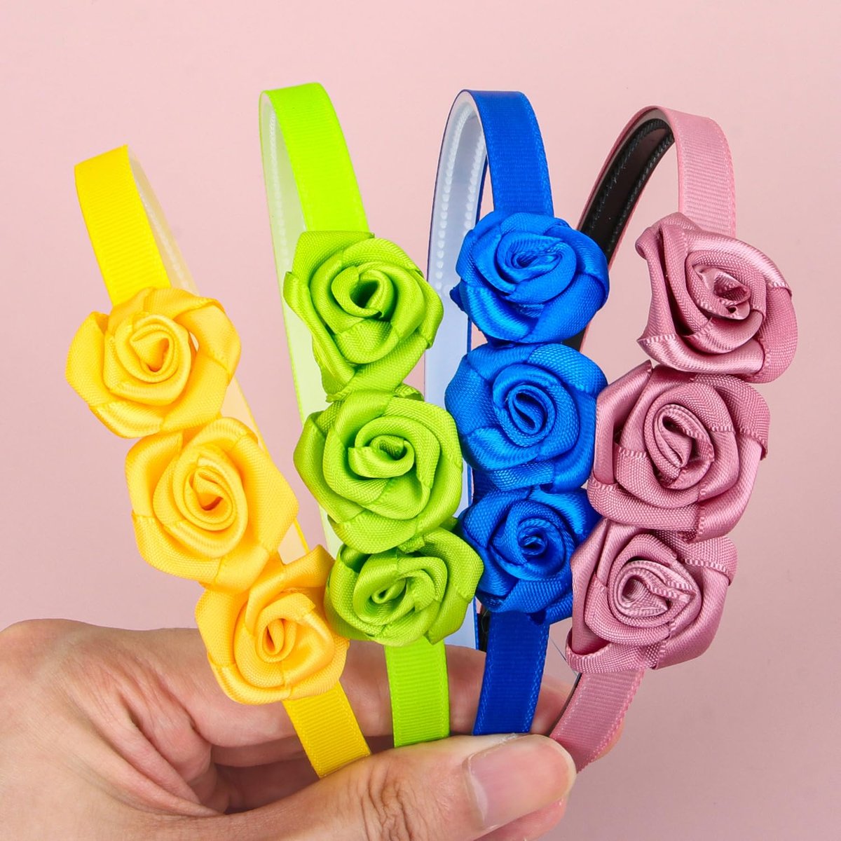XIMA Fabric Rose Flower Headbands for Toddler Girls - 16 Pack Multiple Colors Hair Accessories - görsel 11