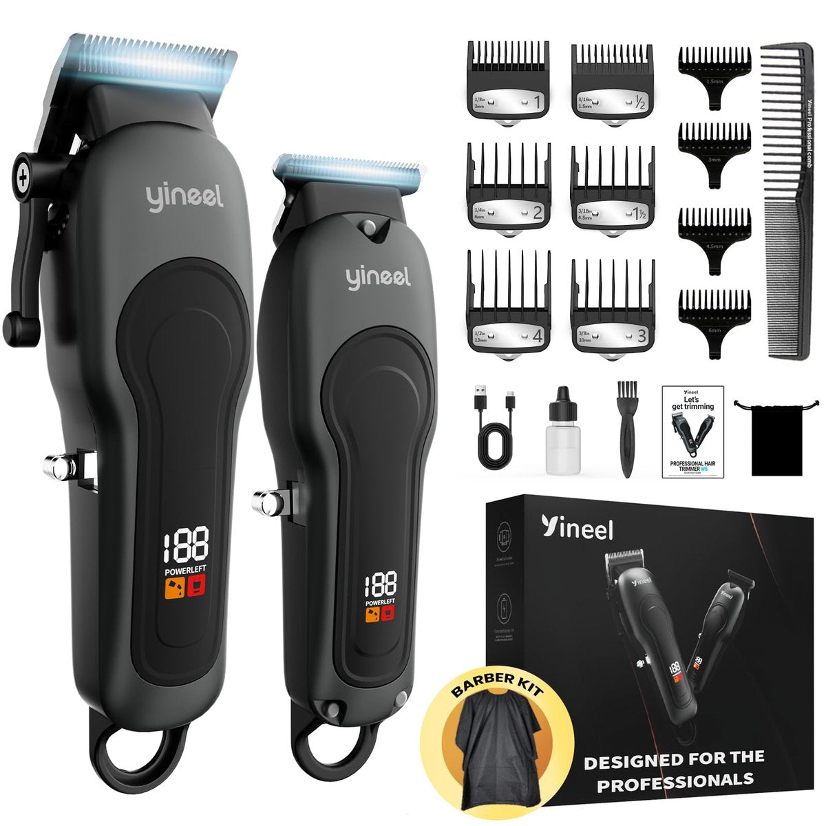 Yineel Professional Cordless Hair Clippers & Trimmer Set – Super Quiet LED Display, for Men, Women, Kids & Pets - görsel 1