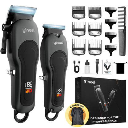 Yineel Professional Cordless Hair Clippers & Trimmer Set – Super Quiet LED Display, for Men, Women, Kids & Pets