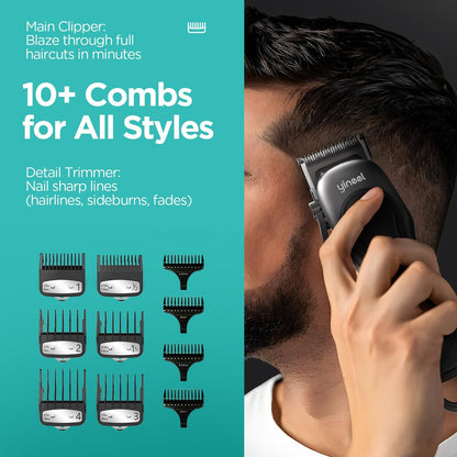 Yineel Professional Cordless Hair Clippers & Trimmer Set – Super Quiet LED Display, for Men, Women, Kids & Pets