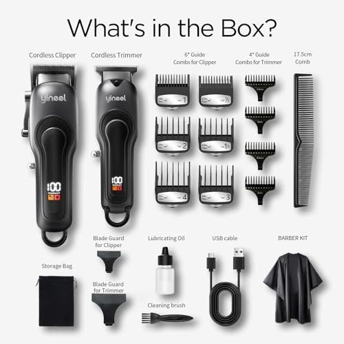 Yineel Professional Cordless Hair Clippers & Trimmer Set – Super Quiet LED Display, for Men, Women, Kids & Pets - görsel 18