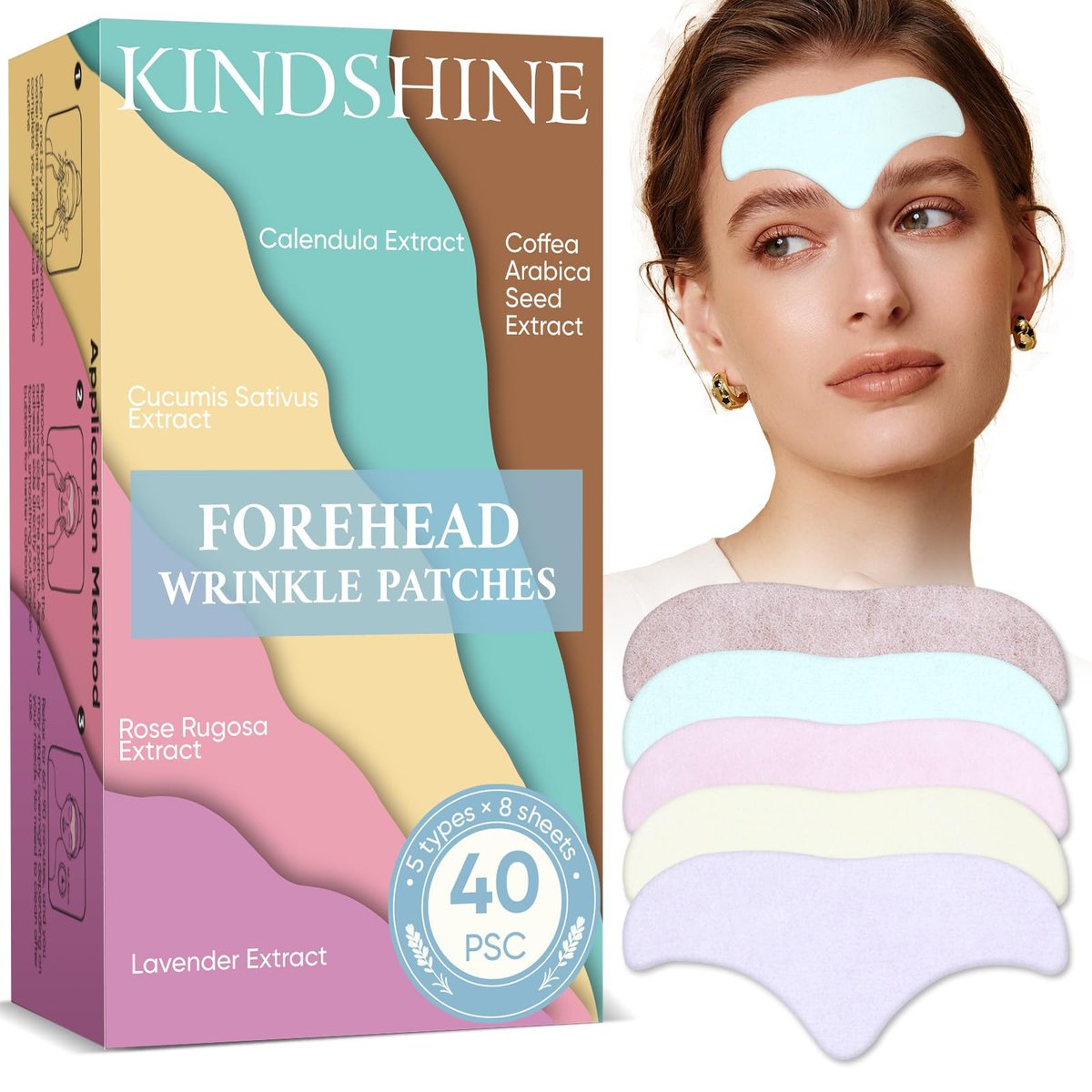 kindshine 40PCS Forehead Wrinkle Patches – Anti-Wrinkle Facial Patches with Hyaluronic Acid & Collagen, Overnight Forehead Wrinkle Smoothers Avelisse