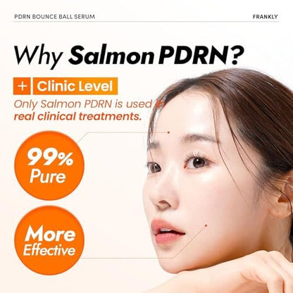 FRANKLY Salmon PDRN Bounce Ball Serum – 99% Pure Salmon DNA PDRN for Post Microneedling Recovery, Redness & Damaged Skin Repair | Glass Skin Korean Skincare | Lightweight, Non Sticky | 1.01 fl oz