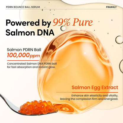 FRANKLY Salmon PDRN Bounce Ball Serum – 99% Pure Salmon DNA PDRN for Post Microneedling Recovery, Redness & Damaged Skin Repair | Glass Skin Korean Skincare | Lightweight, Non Sticky | 1.01 fl oz