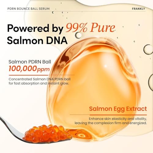 FRANKLY Salmon PDRN Bounce Ball Serum – 99% Pure Salmon DNA PDRN for Post Microneedling Recovery, Redness & Damaged Skin Repair | Glass Skin Korean Skincare | Lightweight, Non Sticky | 1.01 fl oz - görsel 10