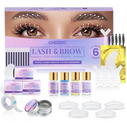 Choido 2-in-1 Lash Lift & Eyebrow Lamination Kit - Professional Eyelash Perm & Curling Kit for Salon or DIY Home Use, Lasts 6-8 Weeks (Purple) Avelisse