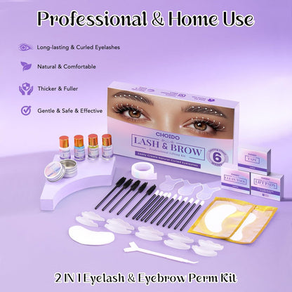 Choido 2-in-1 Lash Lift & Eyebrow Lamination Kit - Professional Eyelash Perm & Curling Kit for Salon or DIY Home Use, Lasts 6-8 Weeks (Purple) Avelisse