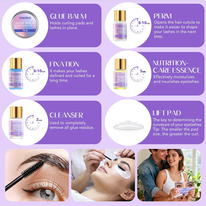 Choido 2-in-1 Lash Lift & Eyebrow Lamination Kit - Professional Eyelash Perm & Curling Kit for Salon or DIY Home Use, Lasts 6-8 Weeks (Purple) Avelisse