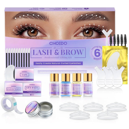 Choido 2-in-1 Lash Lift & Eyebrow Lamination Kit - Professional Eyelash Perm & Curling Kit for Salon or DIY Home Use, Lasts 6-8 Weeks (Purple) Avelisse