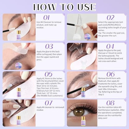 Choido 2-in-1 Lash Lift & Eyebrow Lamination Kit - Professional Eyelash Perm & Curling Kit for Salon or DIY Home Use, Lasts 6-8 Weeks (Purple) Avelisse