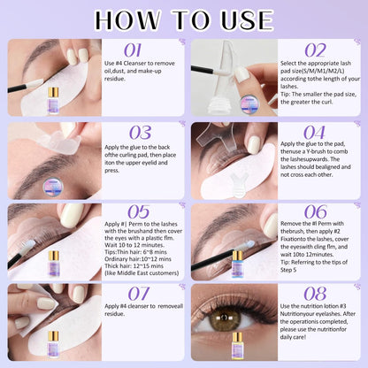 Choido 2-in-1 Lash Lift & Eyebrow Lamination Kit - Professional Eyelash Perm & Curling Kit for Salon or DIY Home Use, Lasts 6-8 Weeks (Purple) Avelisse