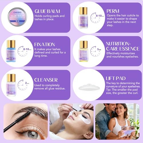 Choido 2-in-1 Lash Lift & Eyebrow Lamination Kit - Professional Eyelash Perm & Curling Kit for Salon or DIY Home Use, Lasts 6-8 Weeks (Purple) Avelisse