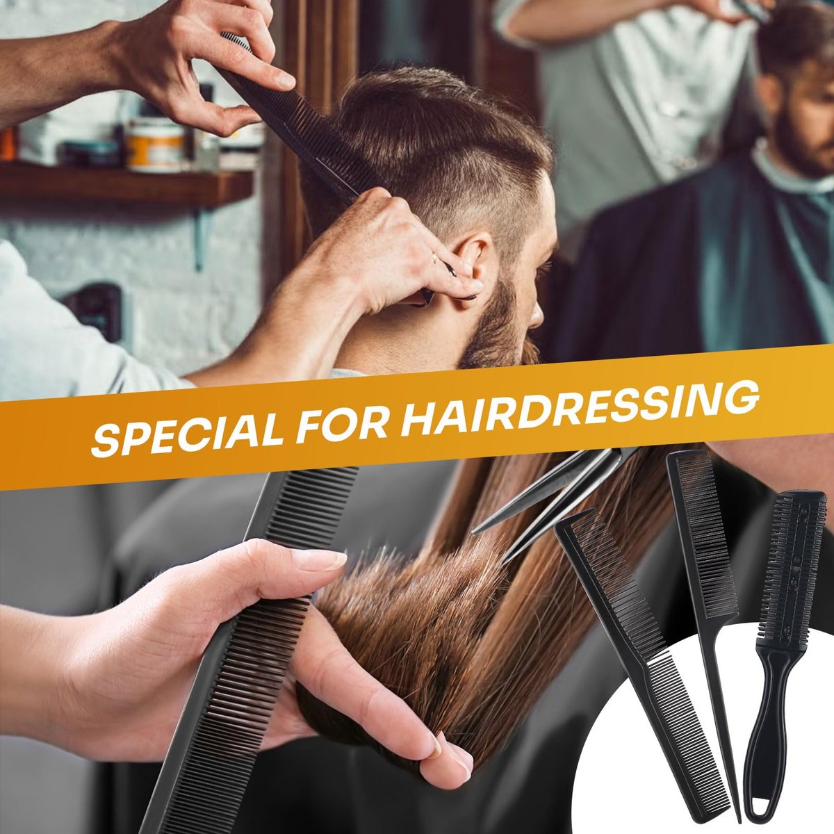 JZko Barber Cape 13-Piece Set with Neck Duster Brush - Extra Long 63"x55" Adjustable Hair Cutting Cape for Men, Women, Kids - Professional Salon & Home Use - görsel 9