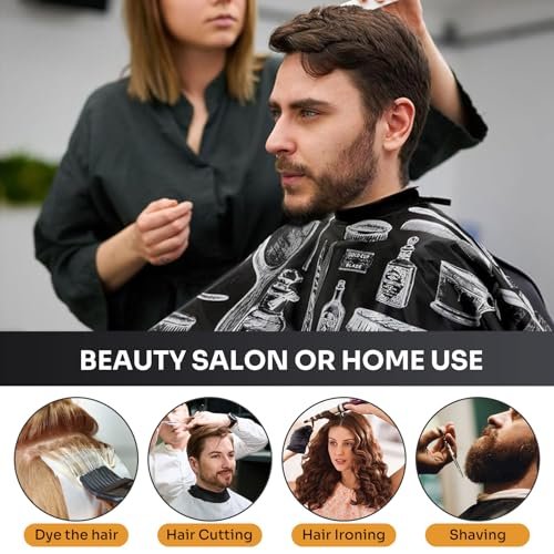 JZko Barber Cape 13-Piece Set with Neck Duster Brush - Extra Long 63"x55" Adjustable Hair Cutting Cape for Men, Women, Kids - Professional Salon & Home Use - görsel 12