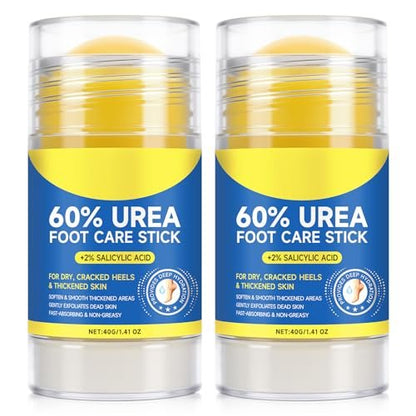 2Pack 60% Urea with 2% Salicylic Acid Urea Foot Care Stick - Moisturizer for Dry Cracked Feet, Knees, Elbows, Hands - Callus Remover & Skin Softener