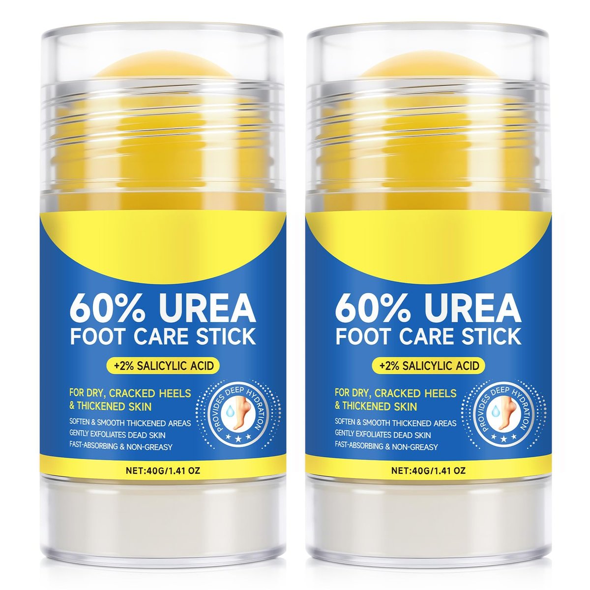 2Pack 60% Urea with 2% Salicylic Acid Urea Foot Care Stick - Moisturizer for Dry Cracked Feet, Knees, Elbows, Hands - Callus Remover & Skin Softener - görsel 1