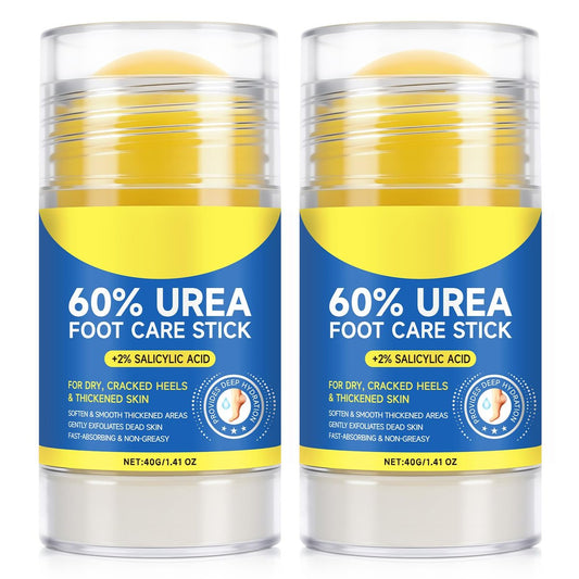 2Pack 60% Urea with 2% Salicylic Acid Urea Foot Care Stick - Moisturizer for Dry Cracked Feet, Knees, Elbows, Hands - Callus Remover & Skin Softener