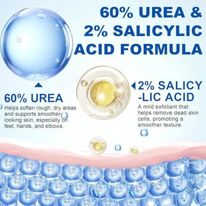 60% Urea with 2% Salicylic Acid Urea Foot Care Stick - 1.41 oz, Moisturizer for Dry Cracked Feet, Knees, Elbows, Hands, Callus Remover & Skin Softener