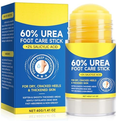 60% Urea with 2% Salicylic Acid Urea Foot Care Stick - 1.41 oz, Moisturizer for Dry Cracked Feet, Knees, Elbows, Hands, Callus Remover & Skin Softener