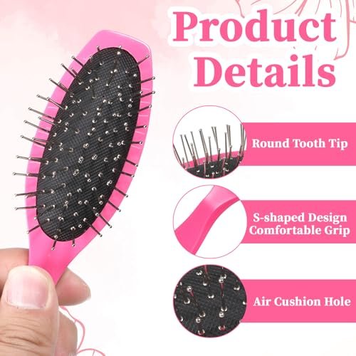 BOHUIZ 4 Pcs Doll Hair Brush Set - Mini Wig Brushes for Synthetic Hair, Plastic Pink Wigs Comb, Portable Extension Brushes for Dolls and Hair Care (2 Styles) - görsel 6