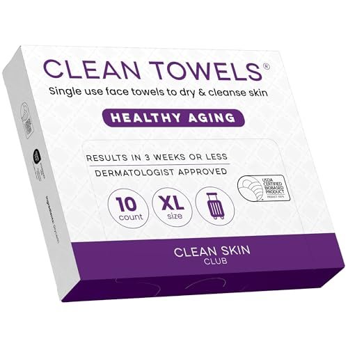 Clean Skin Club Healthy Aging Clean Towels® XL - Travel Pack - Disposable Face Towels for Smoothing Fine Lines & Wrinkles - TSA-Approved, 10 Count - görsel 2