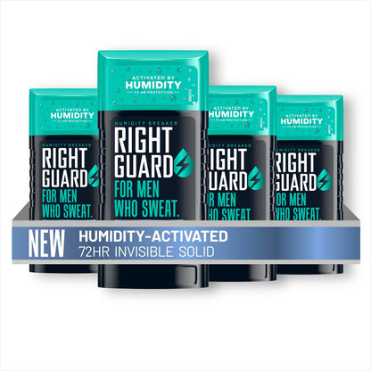 Right Guard Humidity Breaker Antiperspirant & Deodorant for Men, Cold Front Scent, 2.5oz (4 Pack) Invisible Solid, 72 Hour Sweat and Odor Control, Humidity Activated