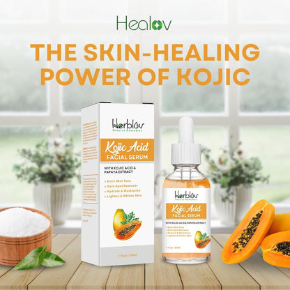 Kojic Acid Serum – Dark Spot Remover & Skin Brightener for Face & Body – Hyperpigmentation Treatment, Acne Scars, Even Tone – Glow Serum