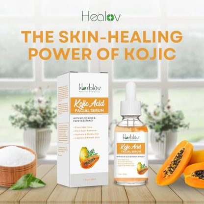 Kojic Acid Serum – Dark Spot Remover & Skin Brightener for Face & Body – Hyperpigmentation Treatment, Acne Scars, Even Tone – Glow Serum