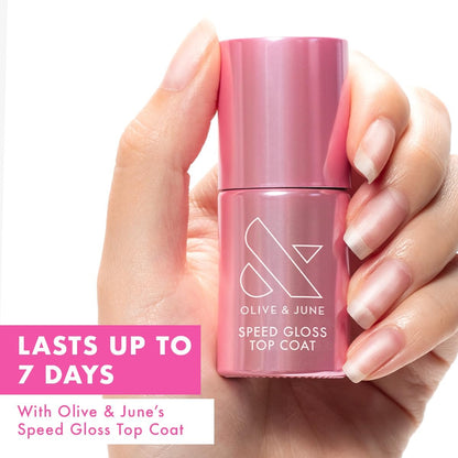 Olive & June Quick Dry Nail Polish - Speed Gloss Topcoat - Fast-Drying, Smudgeproof, 15-Free Vegan Formula - Salon-Quality Manicure at Home - 0.46 Fl Oz