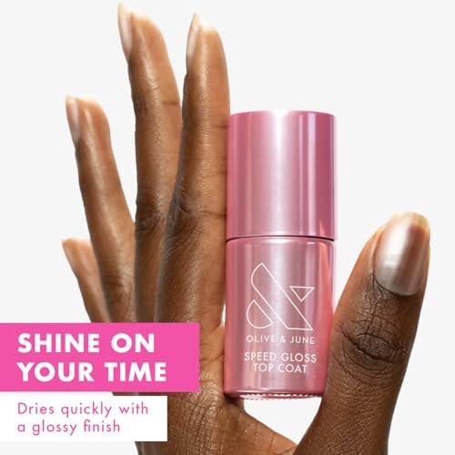 Olive & June Quick Dry Nail Polish - Speed Gloss Topcoat - Fast-Drying, Smudgeproof, 15-Free Vegan Formula - Salon-Quality Manicure at Home - 0.46 Fl Oz - görsel 6