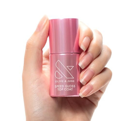 Olive & June Quick Dry Nail Polish - Speed Gloss Topcoat - Fast-Drying, Smudgeproof, 15-Free Vegan Formula - Salon-Quality Manicure at Home - 0.46 Fl Oz