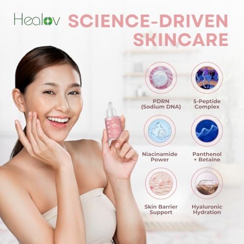 Healov PDRN Serum – Rejuvenating Peptide Face Serum with Salmon DNA for Anti-Aging, Hydration, Collagen Boost, and Barrier Repair – Brightening Daily Skincare for Dark Spots and Uneven Tone - görsel 9