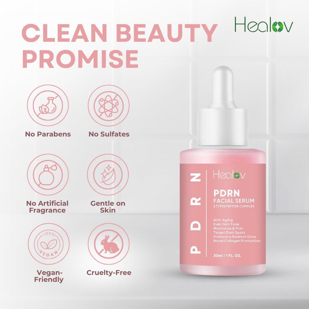 Healov PDRN Serum – Rejuvenating Peptide Face Serum with Salmon DNA for Anti-Aging, Hydration, Collagen Boost, and Barrier Repair – Brightening Daily Skincare for Dark Spots and Uneven Tone - görsel 14
