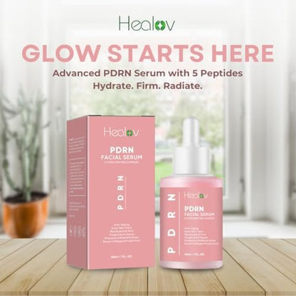Healov PDRN Serum – Rejuvenating Peptide Face Serum with Salmon DNA for Anti-Aging, Hydration, Collagen Boost, and Barrier Repair – Brightening Daily Skincare for Dark Spots and Uneven Tone