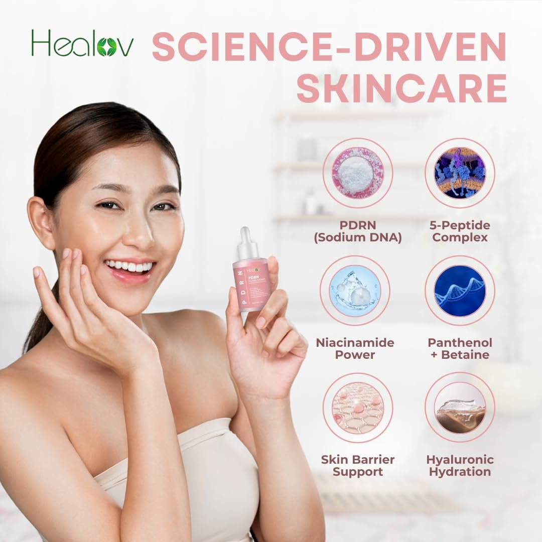 Healov PDRN Serum – Rejuvenating Peptide Face Serum with Salmon DNA for Anti-Aging, Hydration, Collagen Boost, and Barrier Repair – Brightening Daily Skincare for Dark Spots and Uneven Tone - görsel 10
