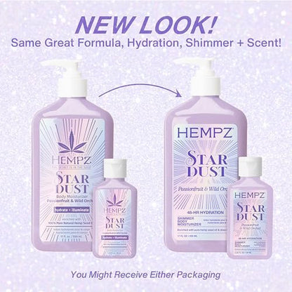 Hempz Star Dust Body Lotion - Iridescent Glow Shimmer with Passionfruit & Wild Orchid, Hydrating & Nourishing Moisturizer, 17 oz