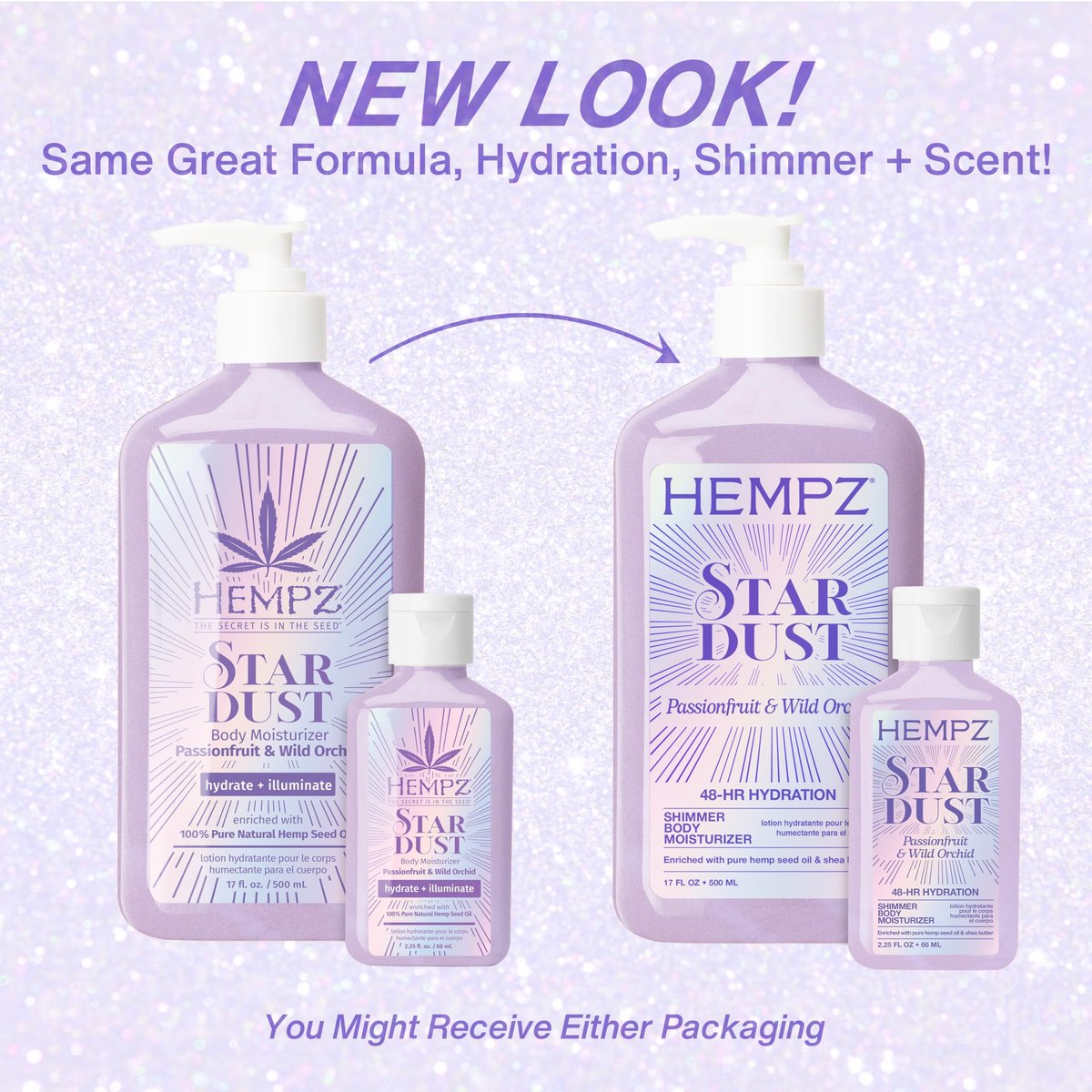 Hempz Star Dust Body Lotion - Iridescent Glow Shimmer with Passionfruit & Wild Orchid, Hydrating & Nourishing Moisturizer, 17 oz - görsel 3