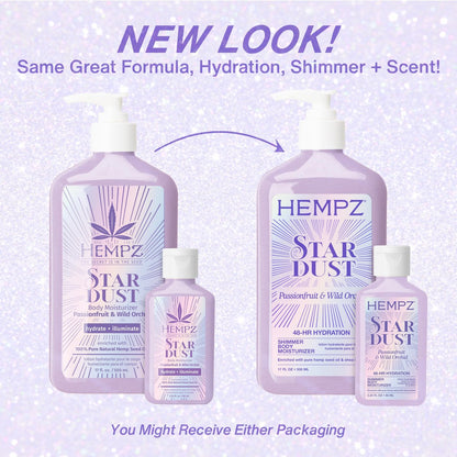 Hempz Star Dust Body Lotion - Iridescent Glow Shimmer with Passionfruit & Wild Orchid, Hydrating & Nourishing Moisturizer, 17 oz