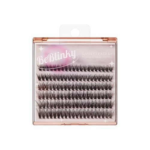 BeBlinky False Eyelashes Lash Extension Kit 08 – 120 Voluminous Clusters 9mm-16mm, Narrow Band, Easy Apply & Remove, No Damage to Natural Lashes Avelisse