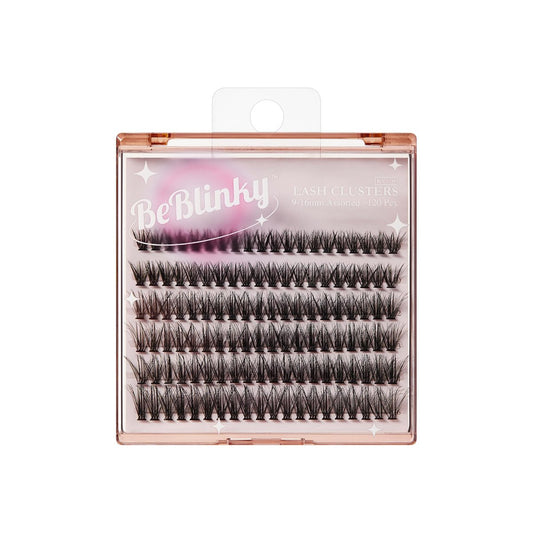BeBlinky False Eyelashes Lash Extension Kit 08 – 120 Voluminous Clusters 9mm-16mm, Narrow Band, Easy Apply & Remove, No Damage to Natural Lashes Avelisse