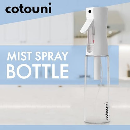 Cotouni Continuous Spray Bottle for Hair Care, Hydrating Skin Care, Plant Mister, Ironing & Cleaning – 10.1 fl oz Clear Glass