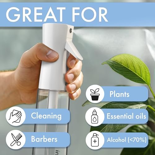 Cotouni Continuous Spray Bottle for Hair Care, Hydrating Skin Care, Plant Mister, Ironing & Cleaning – 10.1 fl oz Clear Glass - görsel 12