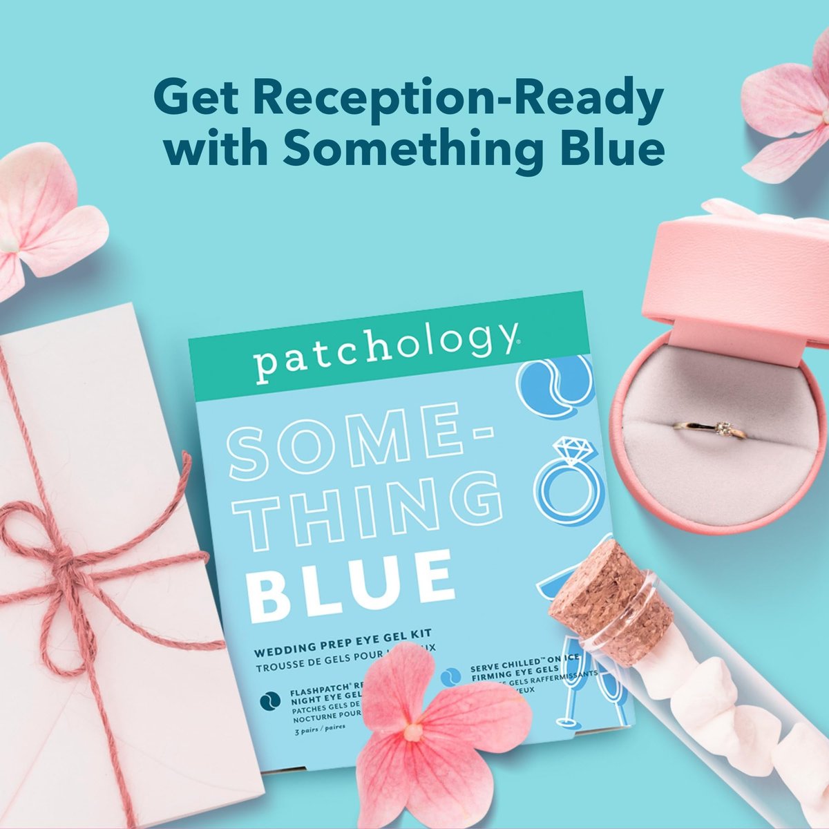 Patchology Bridal Shower Gift Box – Something Blue Cooling Under Eye Patches with Peptides & Bakuchiol for Depuffing & Firming | Wedding Skincare Gift Set Avelisse