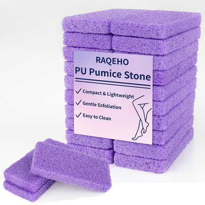 RAQEHO 20 Small Pumice Stone for Feet - 3.6 x 1.8 x 0.47 Inch Purple Foot Pumice Stone Foot Filer Pedicure Scrubber for Callus Removal Foot Care Spa Products for Dark Elbows Hard Skin Exfoliating