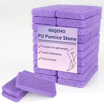RAQEHO 20 Small Pumice Stone for Feet - 3.6 x 1.8 x 0.47 Inch Purple Foot Pumice Stone Foot Filer Pedicure Scrubber for Callus Removal Foot Care Spa Products for Dark Elbows Hard Skin Exfoliating